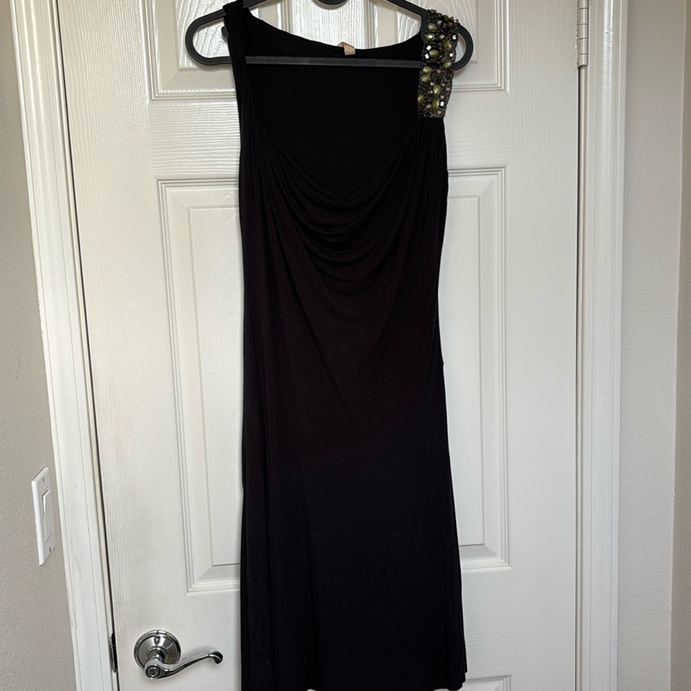 Bailey 44 Black One-Shoulder Dress with Embellished Detail